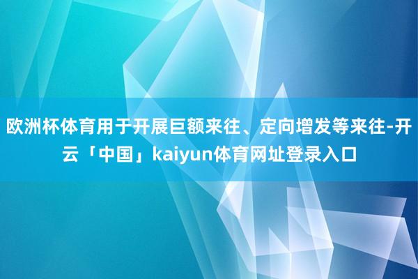 欧洲杯体育用于开展巨额来往、定向增发等来往-开云「中国」kaiyun体育网址登录入口