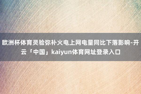 欧洲杯体育灵验弥补火电上网电量同比下落影响-开云「中国」kaiyun体育网址登录入口