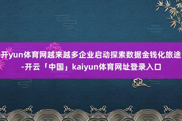 开yun体育网越来越多企业启动探索数据金钱化旅途-开云「中国」kaiyun体育网址登录入口